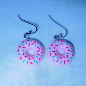 Homemade light pink donut earring! 🍩